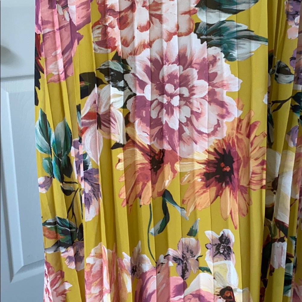 EXQUISITE pleated floral maxi dress lined XL NWT - Picture 5 of 8